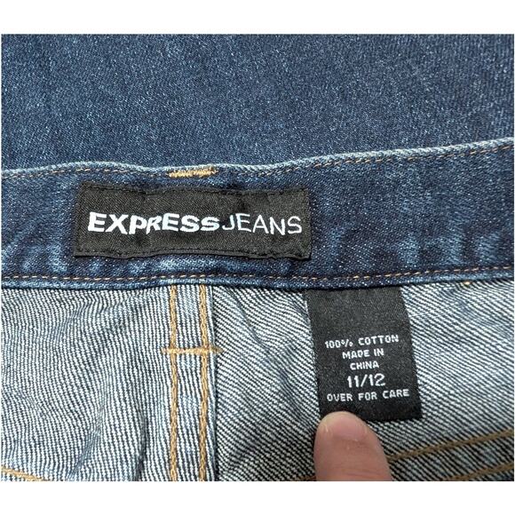 Express Junior's‎ Dark Wash Jeans Artist Paint Splatter Graffiti Size 11/12 - Picture 8 of 10